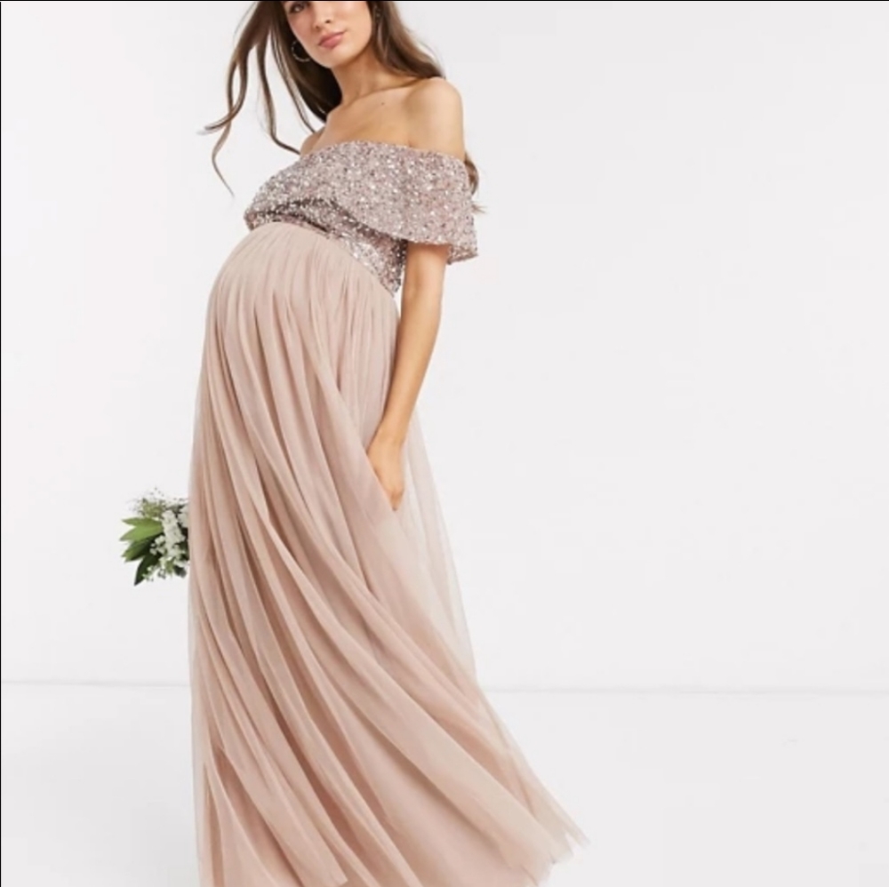 ASOS taupe blush maternity dress - Size 6